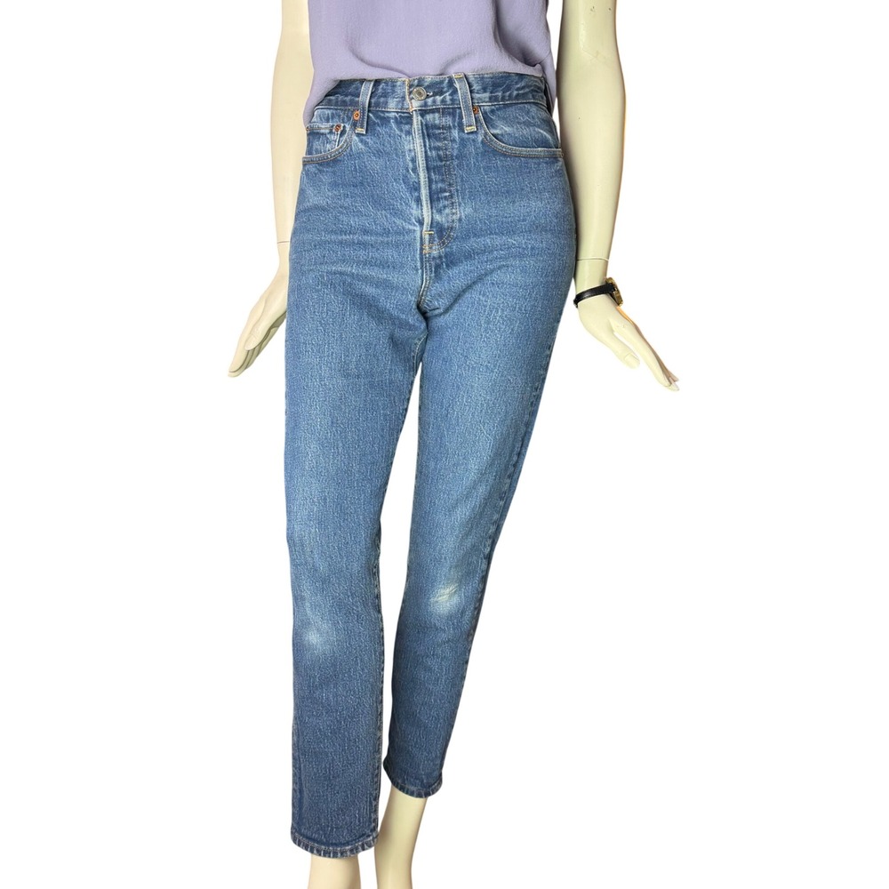 Levi's 501 Original Fit Jeans High Rise Straight Leg Medium Wash Blue Size 27